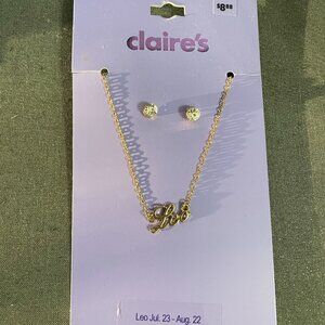 Claire's Gold Leo Necklace and Earrings Set